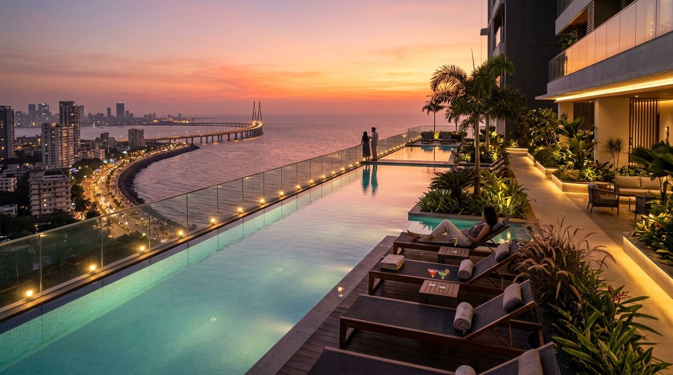 Sky Deck Infinity Pool at Godrej Worli
